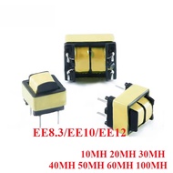 5Pcs/2pcs Common Mode Inductance EE8.3 EE10 EE12 10MH 20MH 30MH 40MH 50MH 60MH 100MH LED Power Filte