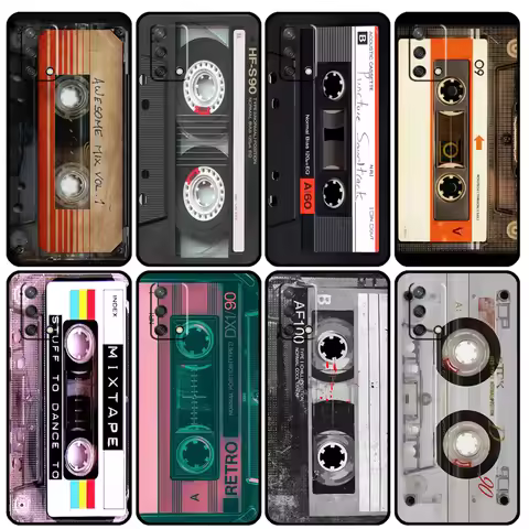 Cassette Tape Case For OPPO Find X3 Pro X5 Lite A5 A9 A31 A53 A52 A72 A15 A83 A91 A93 A94 A54 A74 Co