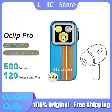 OLIGHT Oclip Pro Ultra Clip on Flashlight with Floodlight Spotlight and Red Light 144H Max Runtime I