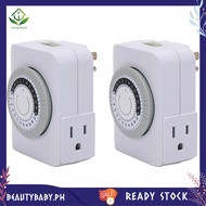 [beautybaby.ph] US Plug, 2Pcs 24-Hour Outlet Timer with 2 Grounded Outlets Timer Plug for Electrical