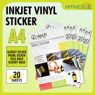 Vinyl Sticker Waterproof A4 Glossy Sliver / Pearl Sliver 20Sheets/Pack ITech Brand High Quality
