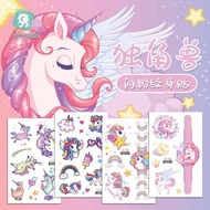 sticker nama baju sticker cute nail sticker New Glitter Unicorn Tattoo Stickers Cartoon Watch Tattoo