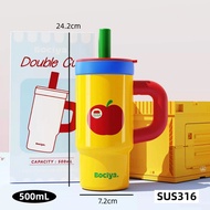 【ONDA】กระบอกเก็บอุณหภูมิ 2ชั้น 6ชั้น ฉนวน พร้อมที่วางถ้วยกาแฟในรถและหลอดถอดได้ – วัสดุแก้วกระติกน้ํา