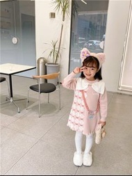女童玲娜貝兒Linabell小狐狸蝴蝶結甜美連身裙毛衣裙