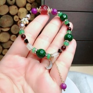 金銀財寶Jinyincaibao鴿血紅草莓晶 /滿綠甘青/石榴石彈性手串
