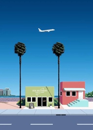 Hiroshi Nagai Vaporwave ญี่ปุ่น หาดเมืองฤดูร้อนศิลปะผ้าใบภาพวาดพิมพ์โปสเตอร์ภาพผนังตกแต่งห้องนั่งเล่