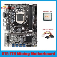 B75 ETH Mining Motherboard 8XPCIE USB Adapter+CPU+4PIN to SATA Cable LGA1155 MSATA DDR3 B75 USB BTC Miner Motherboard