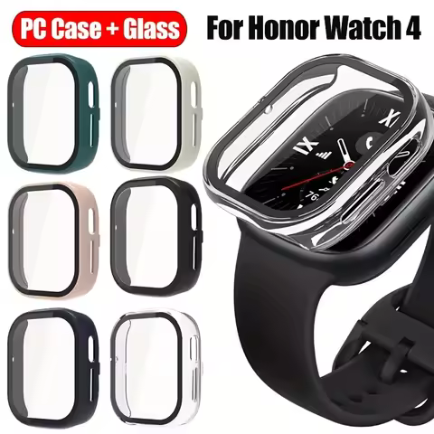 [Honor Watch Case] For Honor Watch 4 PC Case + Tempered Glass Protector: Hard Shell, Non-Waterproof,