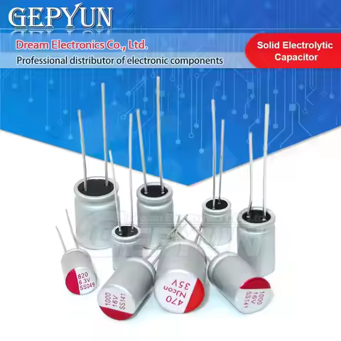 10Pcs Solid Electrolytic Capacitor DIP 6.3V 10V 16V 100UF 150UF 220UF 270UF 330UF 470UF 560UF 680UF 