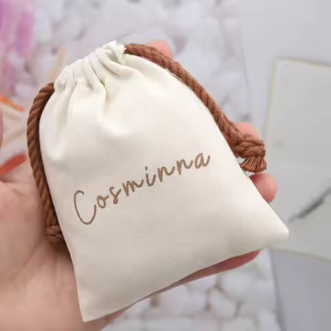 Hot Sale Coffee Cotton Linen Cosmetic Drawstring Gift Bag Organic Cotton Muslin Makeup Pouch