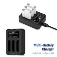 JJC | JJC DB-110 LI-90B Battery Charger Multi-Slot for Ricoh GR IIIx HDF GR3x GR III HDF GR3 WG-6 G9