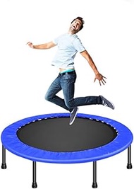 Home Office Fitness Trampoline Indoor Aerobic Exercise Rebounder Jumping Trampolines For Kid Adults Folds Away for Small Easy Storage (Color : Blue)