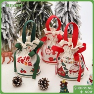 MELENE Christmas Gift Bag, Velvet with Doll Christmas Eve Gift Box, Portable Printing Canvas Gift Handbag