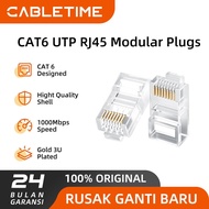 CABLETIME Connector LAN Cat 6 UTP RJ45 Modular Plug Connector 1000Mbps RJ45 Connector Cat 6 Connecto