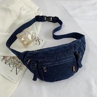 Casual Waist Bag Ladies Designer Denim Fanny Pack Fashion Travel Money Phone Chest Banana Bag Large 