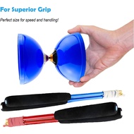 MAGICYOYO Pro Triple Bearing Diabolo Saiz Sederhana 5” Mainan Yoyo Cina Biru dengan 2 Pasang Batang 