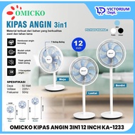 VICTORIUM - OMICKO KA-1233 STANDING FAN TABLE/ FLOOR STAND FAN 3 IN 1 12 INCH MODERN DESK FAN 7 BLAD
