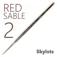 Red SABLE Watercolor Brush Skyists Series 118 for Watercolor and Gouache- Size 2