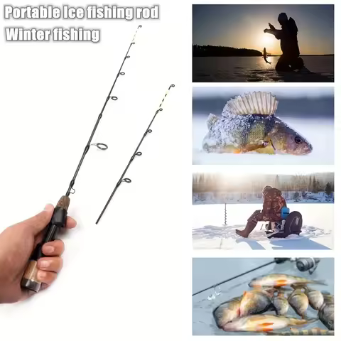 Ultra-light 55 cm /1.80 feet carbon fiber ice fishing rod with two top diameters portable and retrac