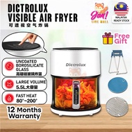 DICTROLUX 5.5L Digital Air Fryer Glass Visible Airfryer Touch Screen Oil-free Fryer Penggoreng Elektrik