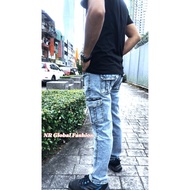 Jeans Cargo Pants for Men &amp; Women/ Cargo 6 Pockets Jeans Pants for Unisex/ Men’s Cargo Jeans Pants Stretchable Material