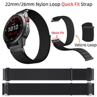 26mm 22mm Quick Fit Strap Soft Nylon Velcro Loop Band Sports Replace Wristband For Garmin Fenix 7 7X 6 6X Pro 5 5X Plus 3 3HR 2 Quaitx 3 5 7 7X Approach S70 S62 S60