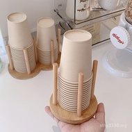 【薇薇衣裳旗舰店】 Wooden Cup Holder Disposable Paper Cup Holder Milk Tea Coffee Cup Take Cup Holder Househol