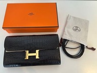 原價‼️Hermes Constance to go Croco Matt Black GHW 鱷魚皮啞黑色金扣