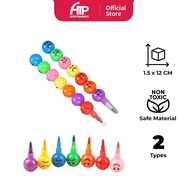Cute 7Colors Emoji Bullet Round Stacking Crayon Pencil Students Non Sharpening Pencil School Office 