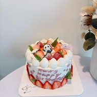 慵懶熊貓草莓蛋糕 公仔蛋糕 客製化 生日 慶生 紀念日 可愛風蛋糕