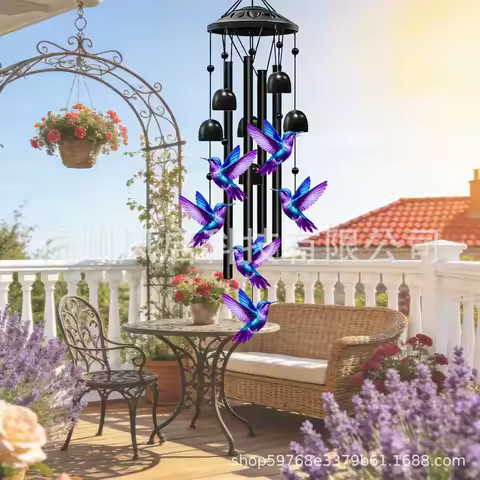 Hummingbird Metal Wind Chimes Courtyard Outdoor Decoration Painted Aluminum Tube Pendant Home Gift W