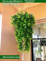 Corona artificial de eucalipto para colgar en la pared, enredadera artificial de follaje para decoración de hogar y exterior