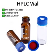 【100pcs】 Laboratory HPLC Vial 2ml Screw Thread Autosampler Sample Vial Pre-slit PTFE Septa Clear Amb