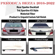 PERODUA BEZZA 2016-2022 TRD SPORTIVO V2 STYLE REAR TRUNK SPOILER LIP WITH LED -MATERIAL FIBER BODYKIT