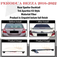 PERODUA BEZZA 2016-2022 TRD SPORTIVO V2 STYLE REAR TRUNK SPOILER LIP WITH LED -MATERIAL FIBER BODYKI