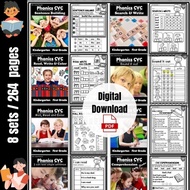 E27 Phonics CVC bundle Kindergarten Kids English worksheet 8 sets 264 pages