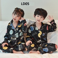 Đồ Ngủ Cho Bé Đồ Bộ Pijama Bé Tra Bộ Pijama Cho Bé Gái Chất Lụa In Hình Cực Yêu Cho Bé Từ 8Kg - 39Kg