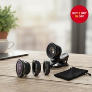 3in1 Fisheye Wide Angle Micro Lens for iPhone Xiaomi Redmi 3IN1 Zoom Fish Eye Lens on Smartphones wi