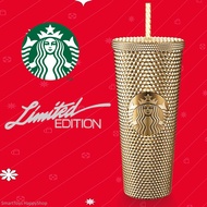 แก้วหนามโลหะเก็บความเย็นรุ่นพิเศษจากสตาร์บัค Starbucks Bling Cold Storage Mug Limited Edition Gold