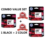 🎉Readystock🎉 HP 680 BLACK 680 COLOR Combo VALUE Pack Black/Tri-Color Original Ink Advantage Cartridges