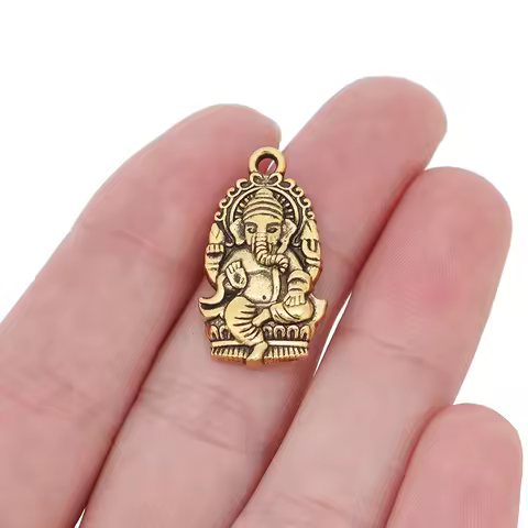 20pcs Gold Color Ganesha Buddha Elephant Amulet Charms Pendants Beads for DIY Necklace Jewelry Makin
