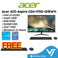 [New] Acer Aspire C24-1700-1215W11, 1751-1240W11T All In One Pc Set(Intel i3-1215U/ i5-1240P, 8GB, 5