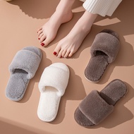 ins Open-toe plush cotton slippers for women, autumn and winter furry slippers, European and America