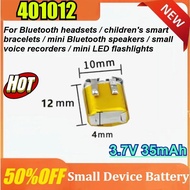 3.7V 35mAh 401012 Rechargeable Polymer Lithium Battery for Bluetooth Headsets Mini Bluetooth Speaker