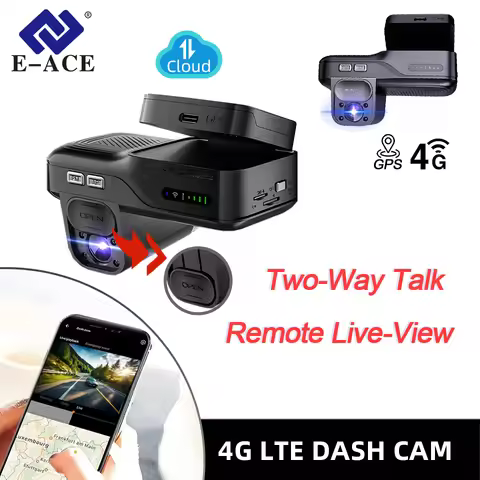 E-ACE 4G LTE Dash Cam Remote Connection Black Box Support GPS Two-Way Talk Collision Warning Remote