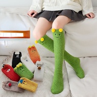 Women Knee High Fuzzy Socks Cute Funny Cartoon Long Fuzzy High Over Calf Socks Leg Warmers for Girl 