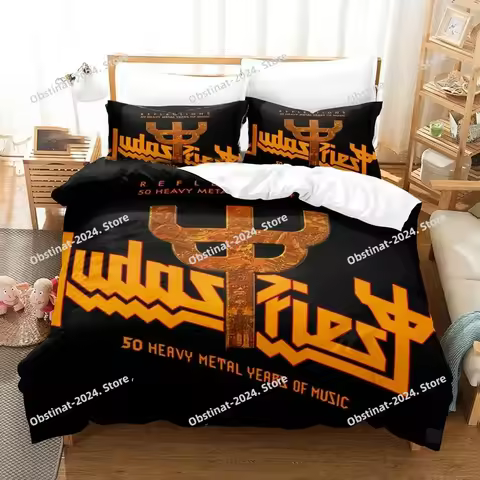 3D Printed Judas Priest Bedding Set Boys Girls Twin Queen Size Duvet Cover Pillowcase Bed Kids Adult