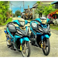 COVERSET YAMAHA ORIGINAL SIAP TAMPAL LC135 LC V7 METALIC CYAN CM6 STRIPE A CLASS HONG LEONG YAMAHA H