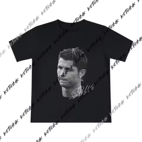 Cristiano Ronaldo Head T Shirt with Signature Trendy Graphic Tee Ronaldo CR7 Cristiano Ronaldo Shirt