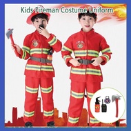 Fireman Costumes For Kids Sam Firefighter Firetruck Career Uniform Work Cosplay Role Play Suit Cloth